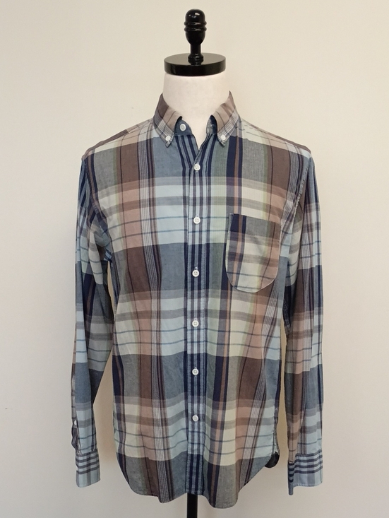 J. Crew Other - J.Crew Slim Indian Madras Plaid Button Down Shirt Blue Brown Men's Medium